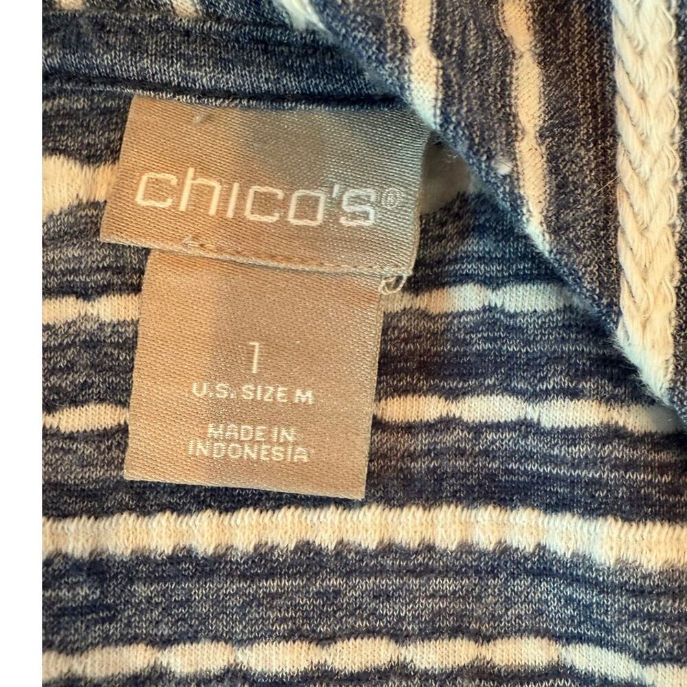 Chico’s Striped Cardigan & Tank Set Size M Coastal Grandma Minimalist - Picture 12 of 12